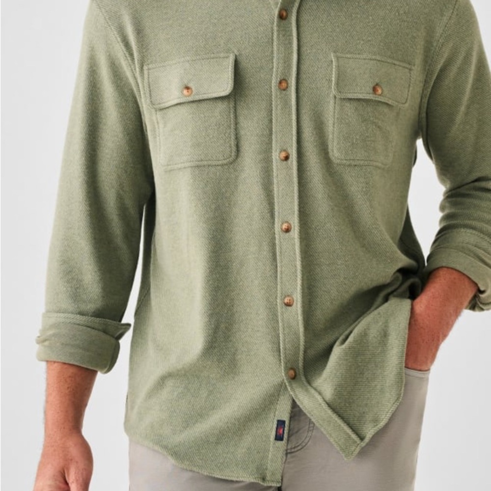 Faherty Legend Sweater Shirt Meadow Sage Twill XXL MSRP $178 NWT